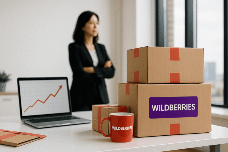 картонные коробки и кружка с добавленным логотипом Wildberries — nicetry.blog