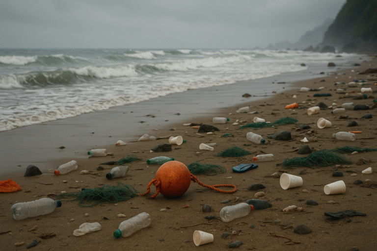 волны выносят на песок пластиковые бутылки - пакеты и обрывки сетей — nicetry.blog