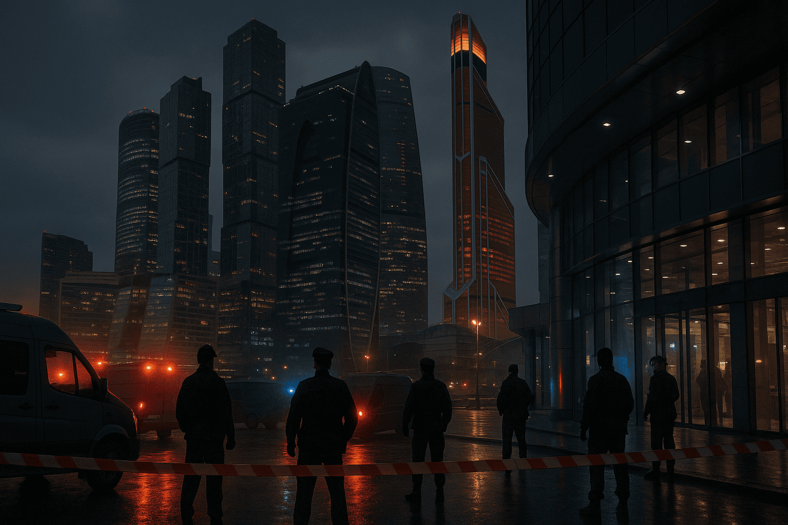 Рейды силовиков в «Москва-Сити»: ночной периметр с кордоном, мигающие огни у стеклянных башен — nicetry.blog