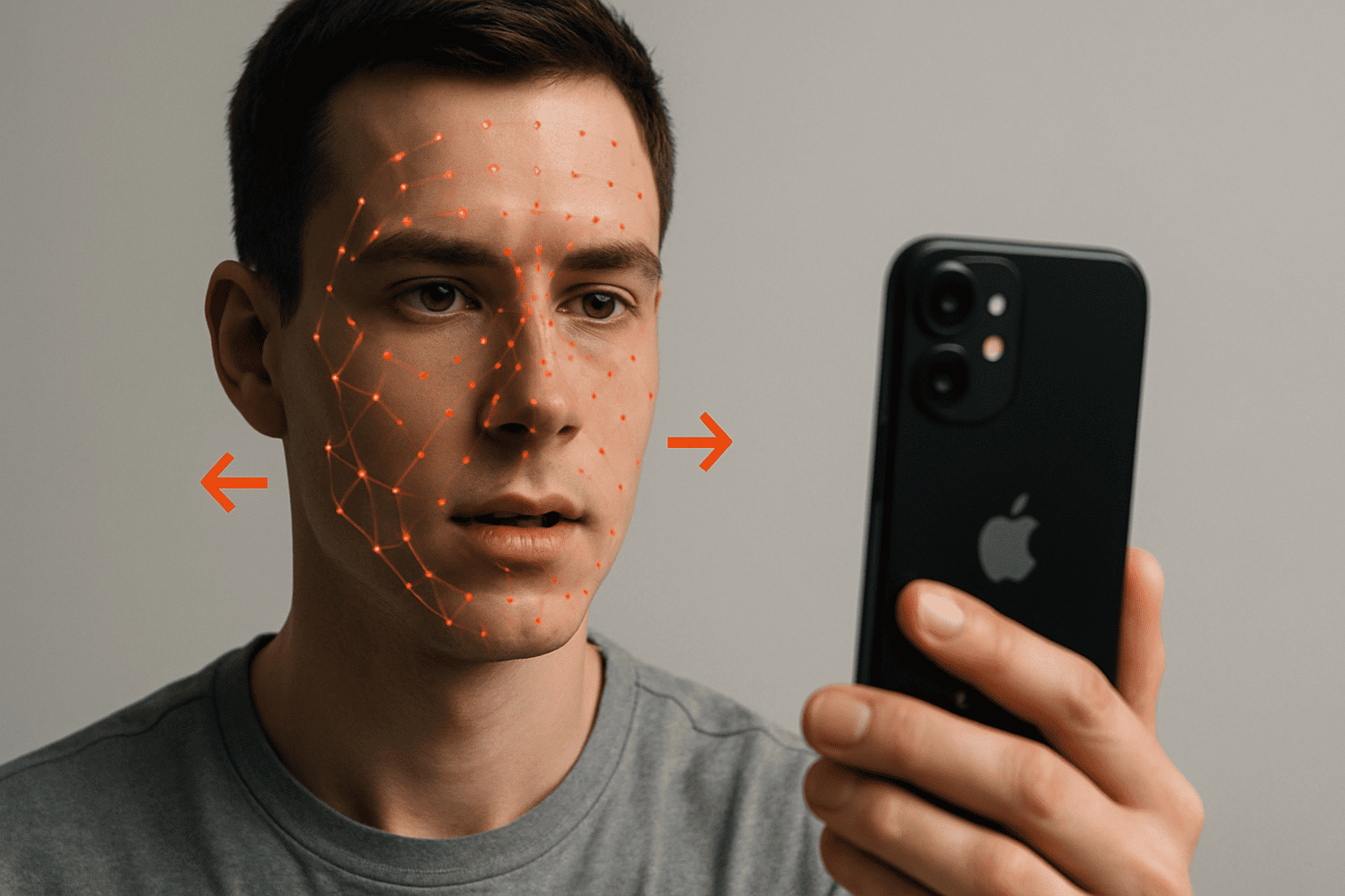 обложка - iOS 26 - управление iPhone мимикой и движениями головы - лицо в трекинге из точек - смартфон в руках — nicetry.blog