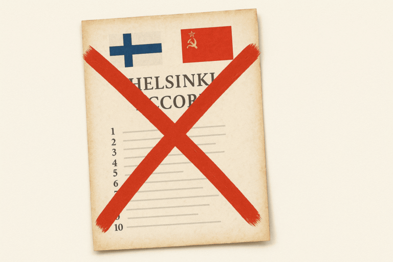 Документ Хельсинкского акта с перечнем принципов - перечеркнутый красным крестом - nicetry.blog