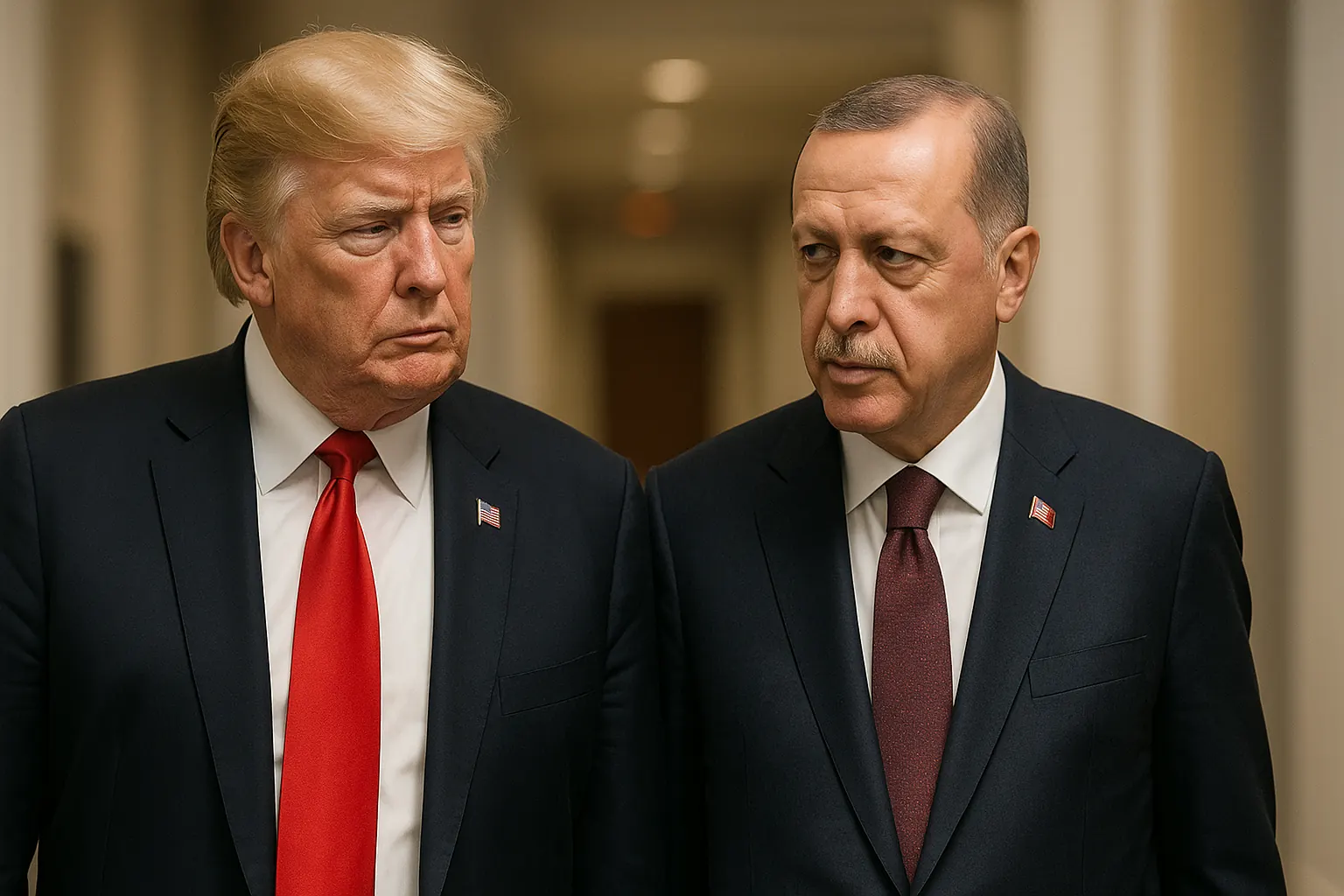 Дональд Трамп и Реджеп Тайип Эрдоган идут по коридору — nicetry.blog