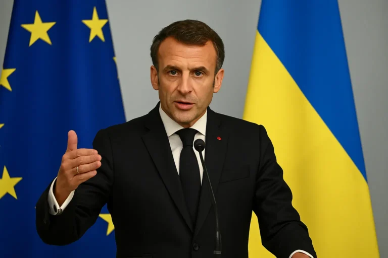 Макрон выступает на фоне флагов ЕС и Украины — дипломатическая пресс-конференция - nicetry.blog