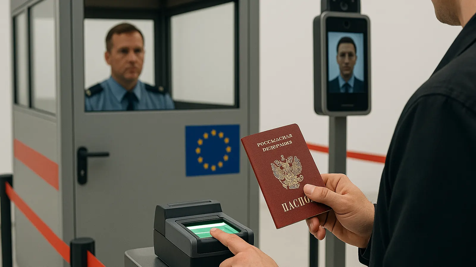 Пограничный контроль Шенгенской зоны - россиянин сдаёт биометрию - nicetry.blog