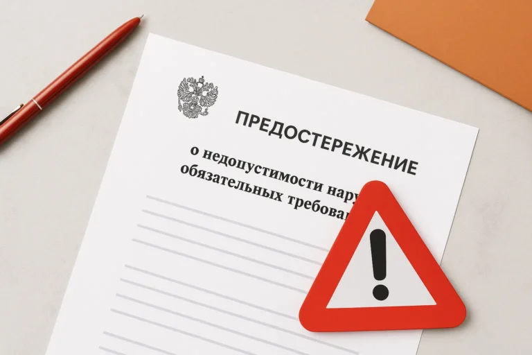 Предостережение и символ предупреждения на столе — официальное уведомление Рособрнадзора — nicetry.blog
