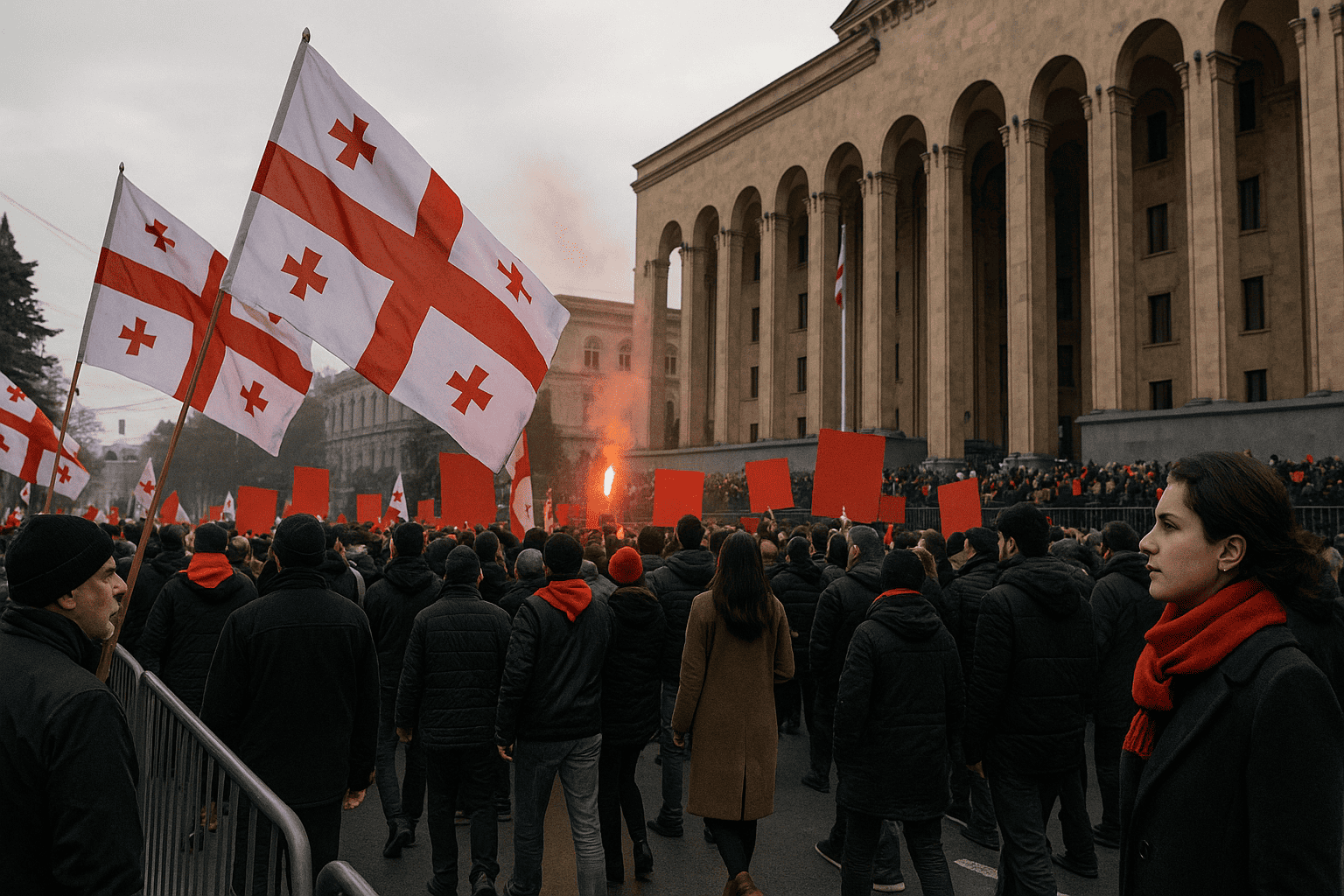 Протесты в Тбилиси у парламента: толпа с грузинскими флагами - nicetry.blog