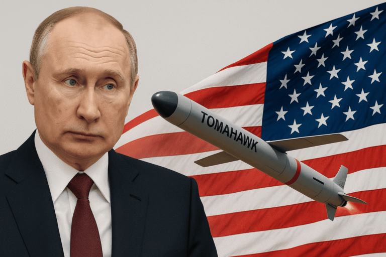 Путин на фоне ракеты Tomahawk и флага США - поставка Tomahawk Украине - nicetry.blog