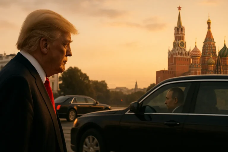 Разминувшиеся кортежи Трампа и Путина на фоне Белого дома и Кремля — символ отложенной встречи - nicetry.blog